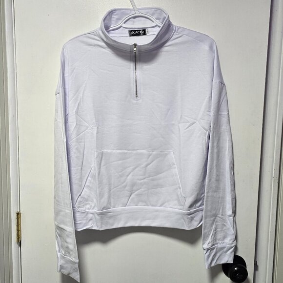 Scacto Tops - Scacto White Long Sleeve Quarter Zip Hoodie - Brand New with Tags